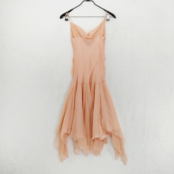 Forever 21 Feminine Peach Silk-Blend Midi Ruffle Dress P337 - Picture 5 of 7